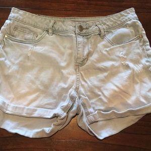 Light wash denim shorts